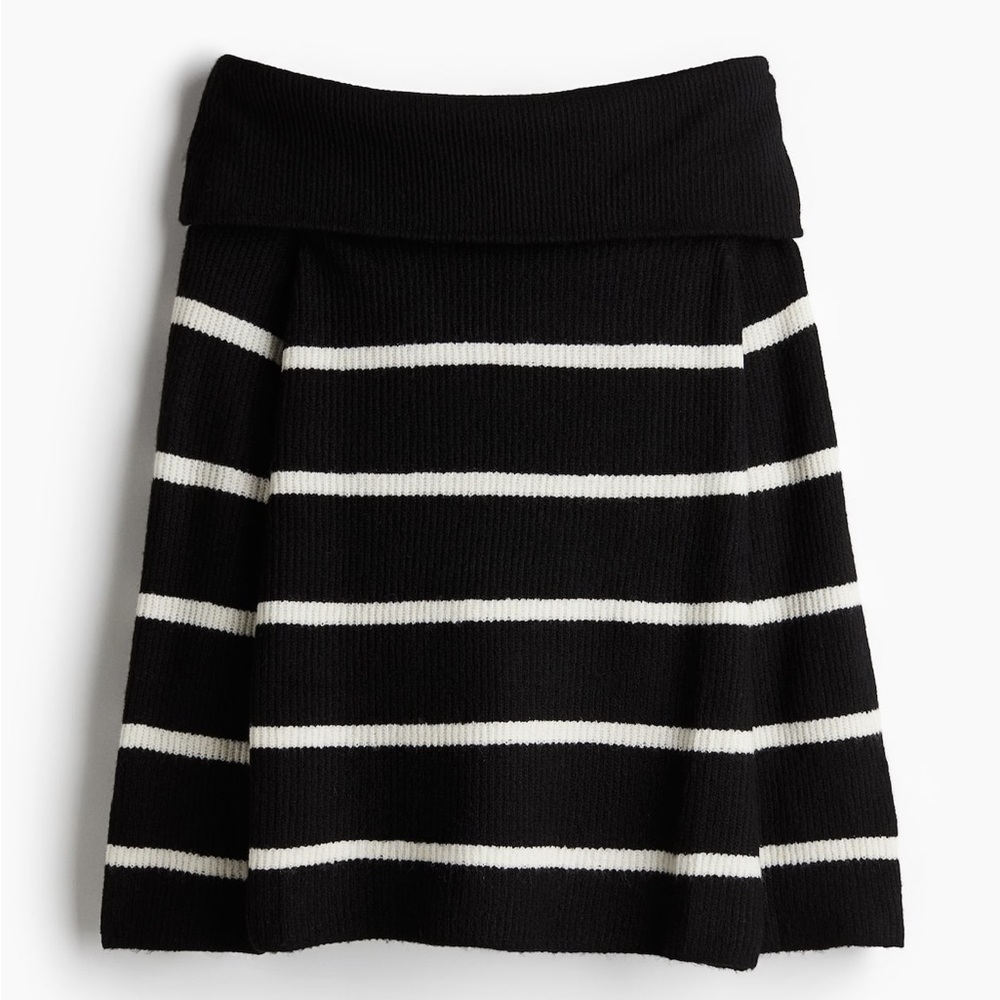 H&M black and white striped off the shoulder sweater